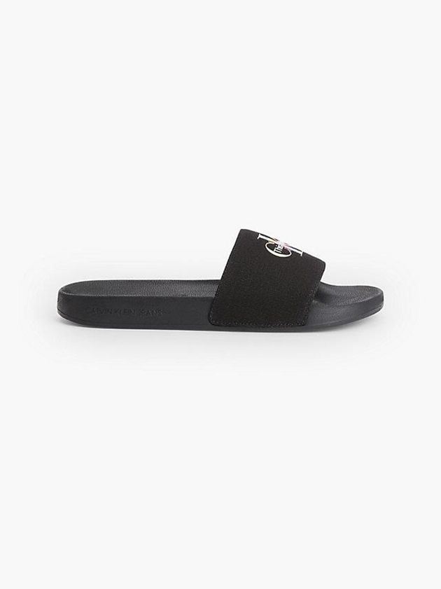 Calvin Klein USA Recycled Canvas Sliders - Pride Womens Slippers Black 9176435-NT